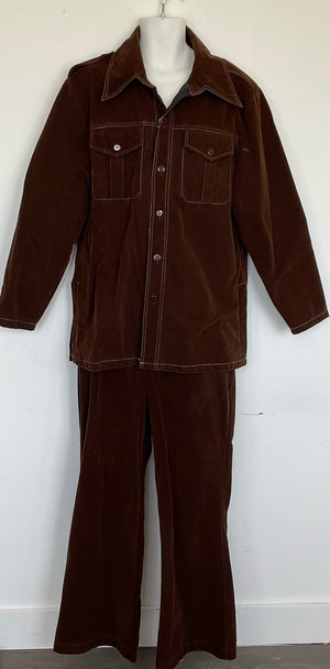 COSTUME RENTAL - X66A 1970's Brown Leisure Suit LRG