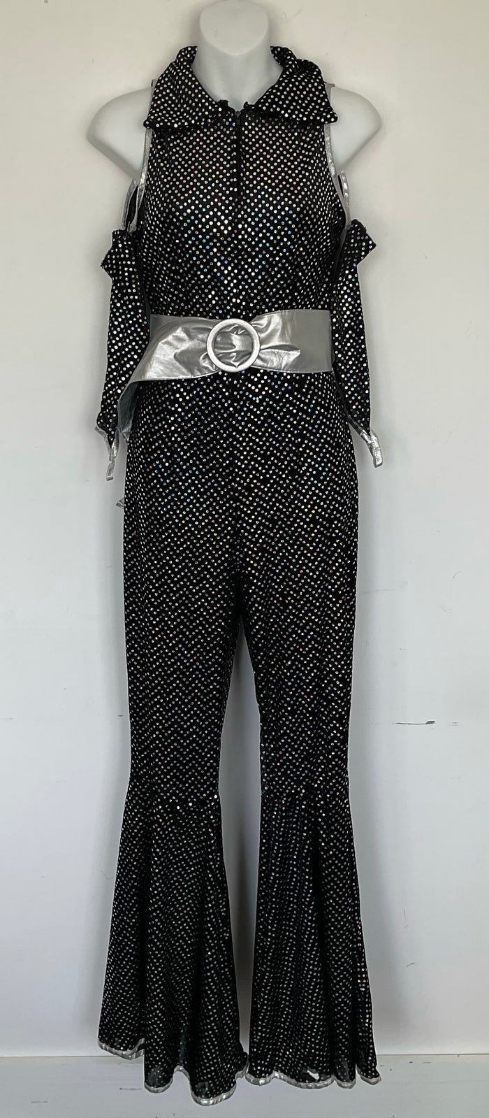 COSTUME RENTAL - X279 1970's Jumpsuit, Black SML 3pc