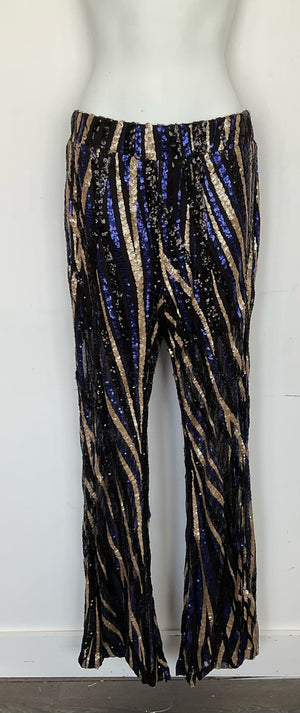 COSTUME RENTAL - X253c Sequin Disco Pants  -Blue/Black/Gold LRG