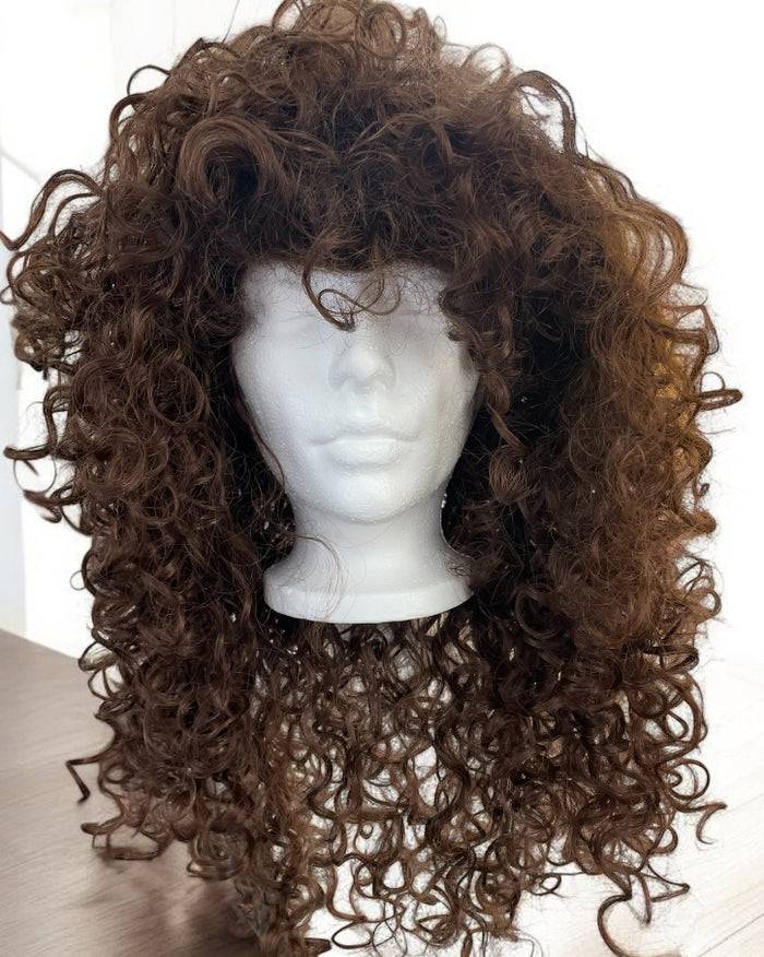 COSTUME RENTAL: Z347 Curly Brown Wig  Rental