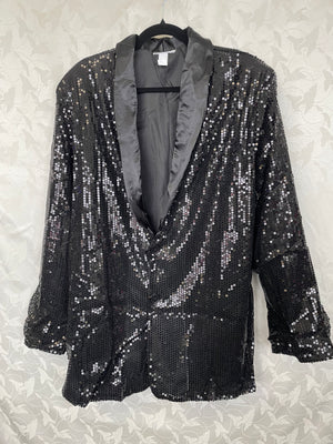 COSTUME RENTAL - X74A Disco Jacket, BLACK Sequin XXL