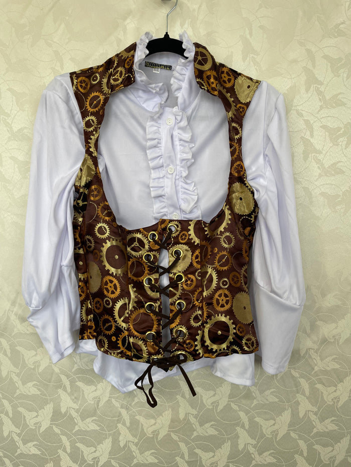 COSTUME RENTAL - c11A Steampunk Brown Vest S/M