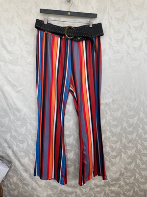 COSTUME RENTAL - X294 Striped Bellbottoms and Hip Belt Size 14