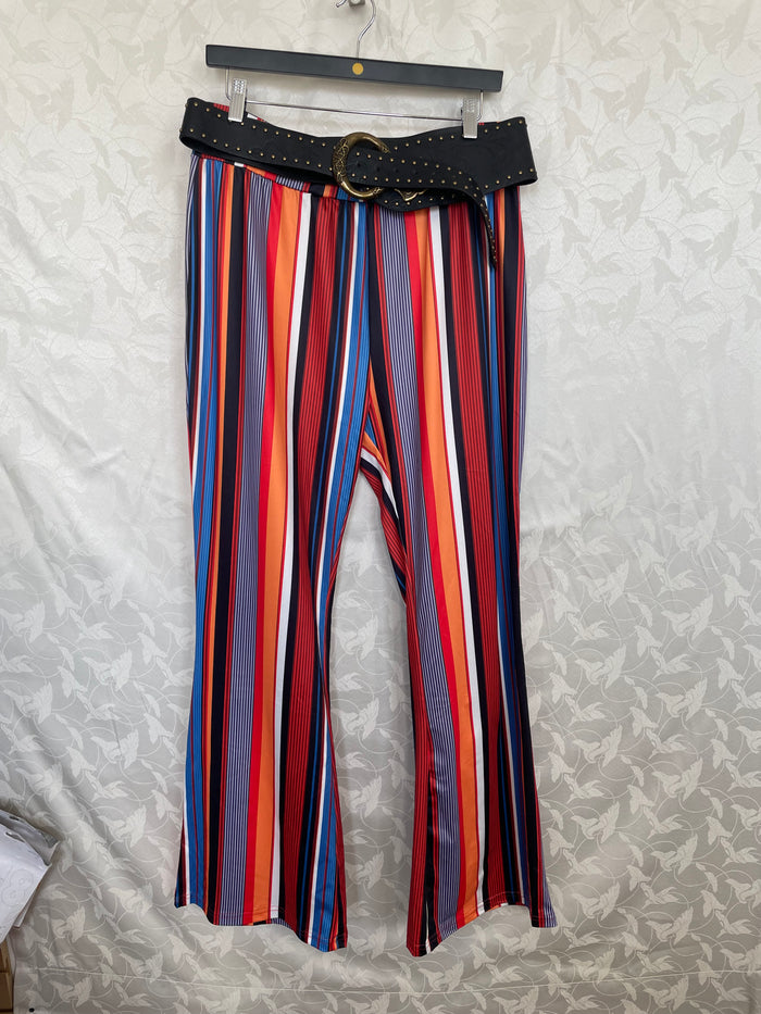 COSTUME RENTAL - X294 Striped Bellbottoms and Hip Belt Size 14