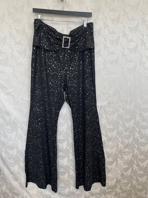 COSTUME RENTAL - X128 Shimmery Disco Pants, Black Size 14