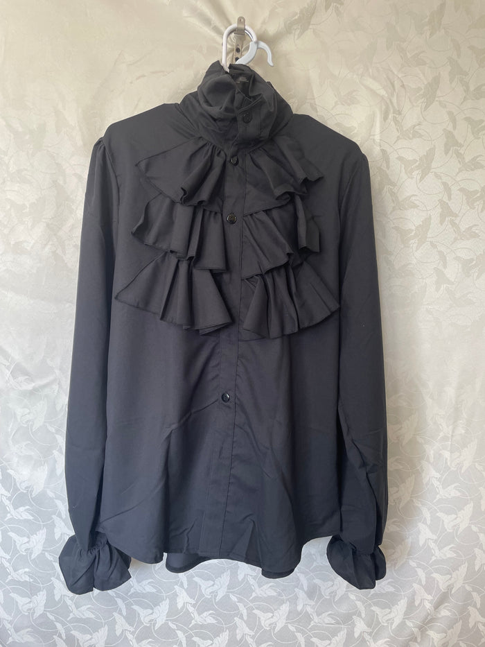 COSTUME RENTAL - C101 Ruffle or Victorian Shirt BLACK Medium