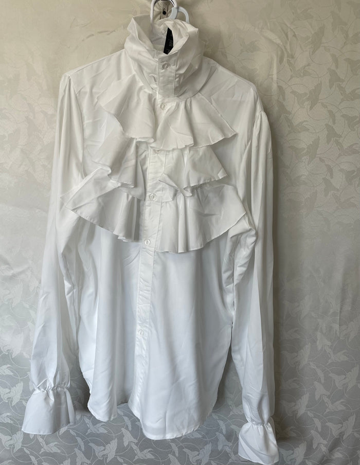 COSTUME RENTAL - C99 Ruffle or Victorian Shirt WHITE Large