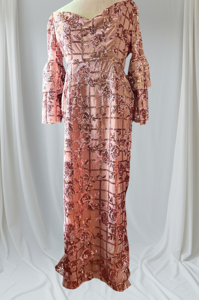 COSTUME RENTAL - Y312 Sequin Off the Shoulder Dress MEDIUM