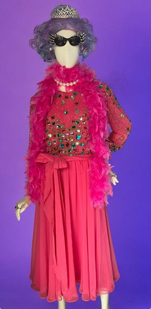 COSTUME RENTAL - D135 Dame Edna - 10 pc MED