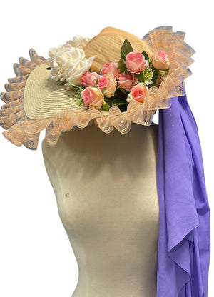 COSTUME RENTAL - C106 Lilac Victorian Bustle Dress with hat 3 pc Medium/Large