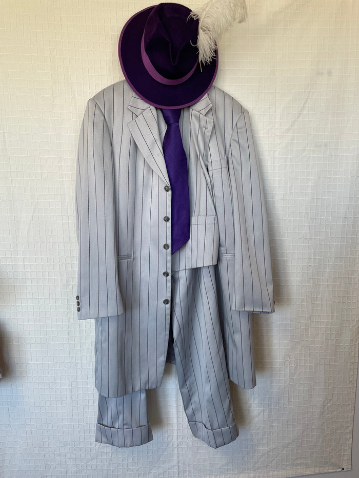 COSTUME RENTAL - J24A 1920's Silver Gangster Suit Large 6 pcs