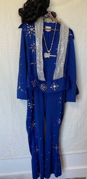 COSTUME RENTAL - D103B Elvis Jumpsuit Blue XL 6 pc