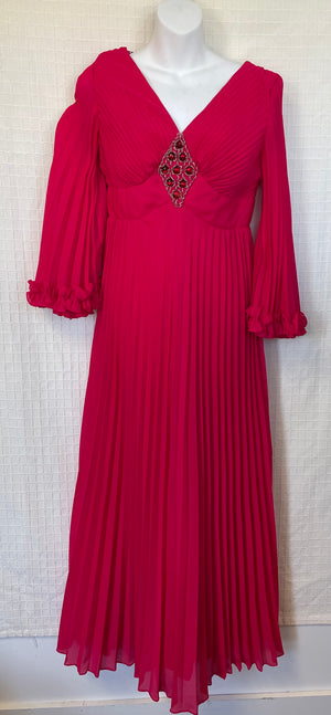 COSTUME RENTAL - X412 Red 1970's Disco Dress Medium