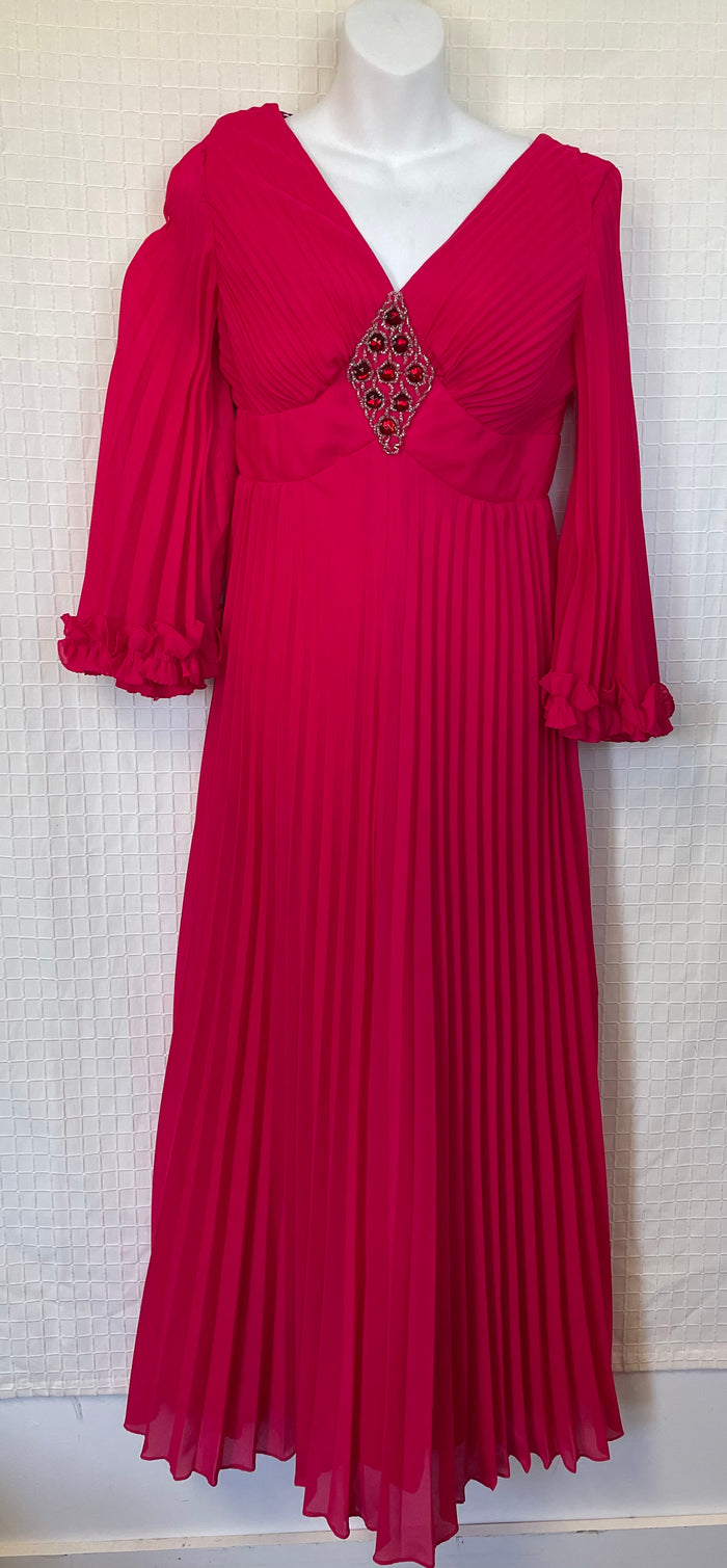 COSTUME RENTAL - X412 Red 1970's Disco Dress Medium