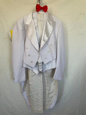 COSTUME RENTAL - Y313 1980's White prom Suit 4 pc