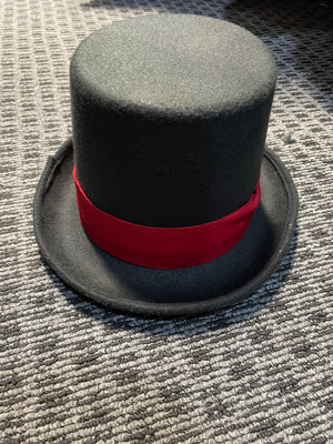 COSTUME RENTAL -z496 Black Tophat with red trim