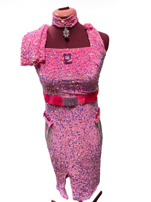 COSTUME RENTAL - J76E Jersey Boys Dress Pink Sequin 5pcs Small