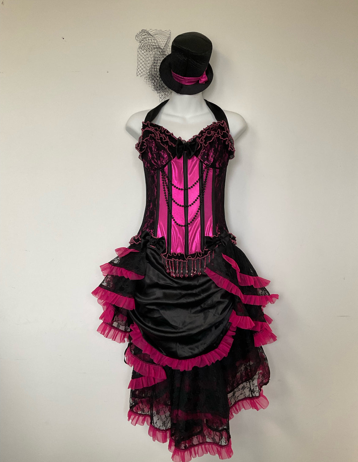 burlesque party dress Stunning Satin and Rhinestone Ruby Red Burlesque Adult Costume Rent / Small