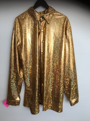 COSTUME RENTAL - X10 Disco Shirt, Gold Holographic 3x
