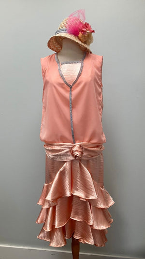 COSTUME RENTAL - J9A Gatsby Daisy Buchanan PINK dress 3pcs Large