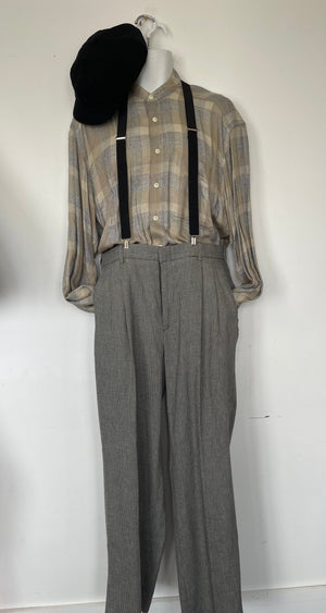 COSTUME RENTAL - J45H 1920's Brown/Beige Penny Collar Shirt  MED
