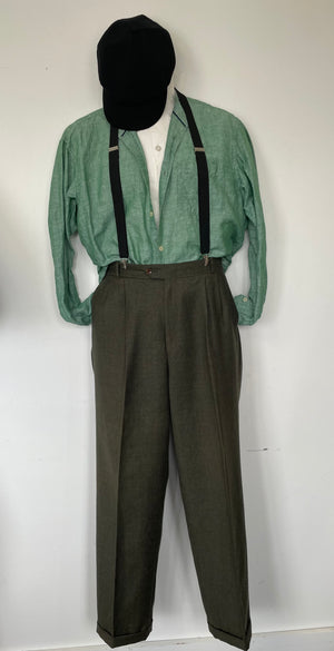 COSTUME RENTAL - J45F 1920's Green Wool Pants Large