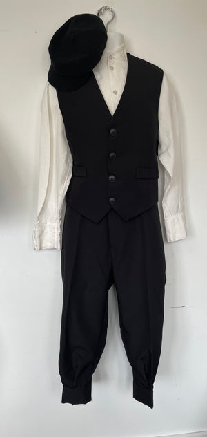 COSTUME RENTAL - C76 1920's / 1930's Norfolk Suit, Black Large 3 pcs