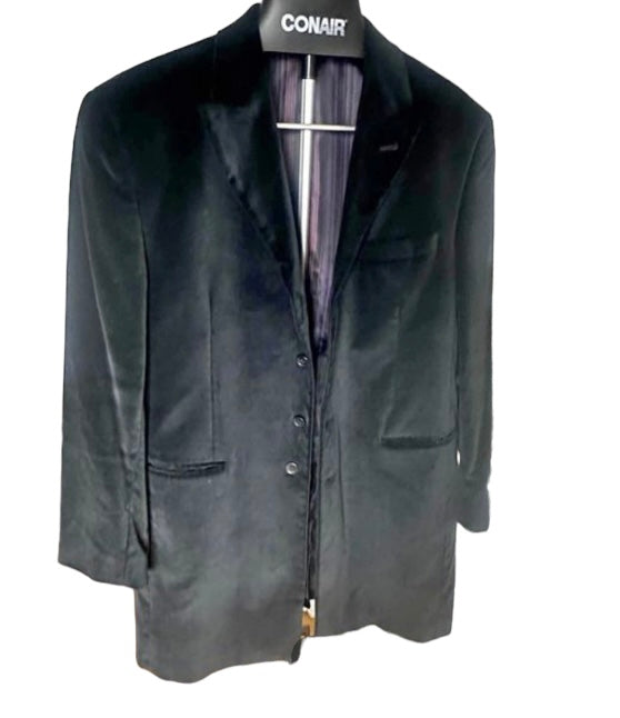COSTUME RENTAL - X54A Retro Black Velour Jacket Large 40"