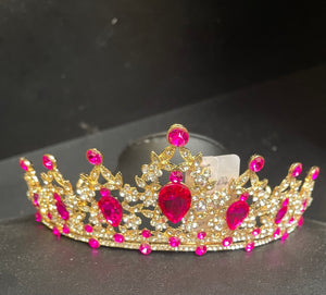 TIARA: Baroque Rhinestone Fushia/Gold