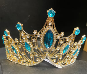 TIARA: Baroque Rhinestone Turquoise/Gold