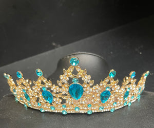 TIARA: Baroque Rhinestone Turquoise/Gold