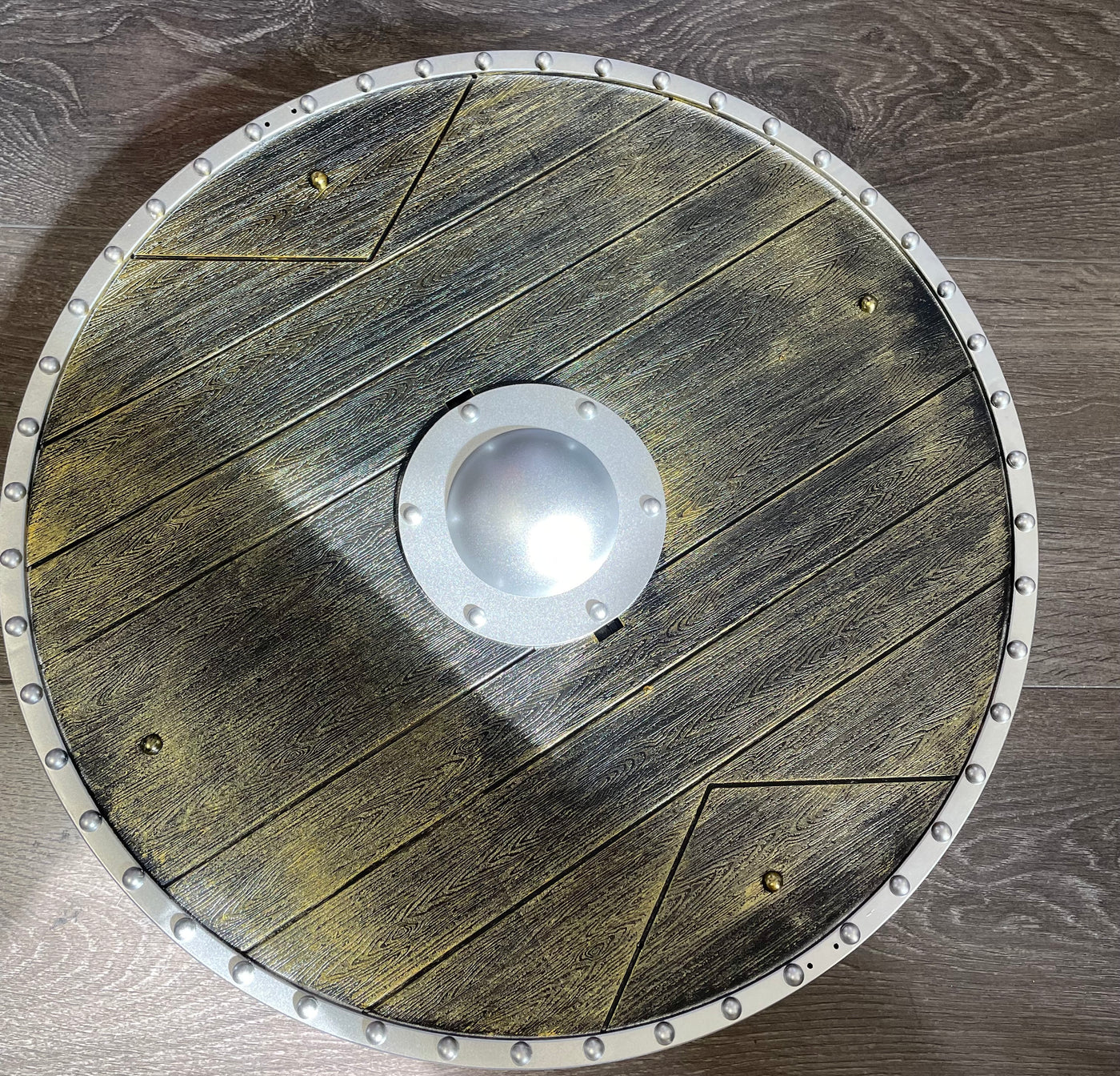 COSTUME RENTAL: Z374 Gold and Silver Viking Huntsman Shield ...