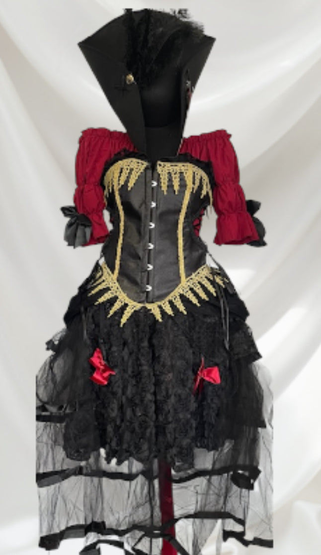 COSTUME RENTAL - G76 Pirate QUeen of the 7 Seas MEdium - 7 pc