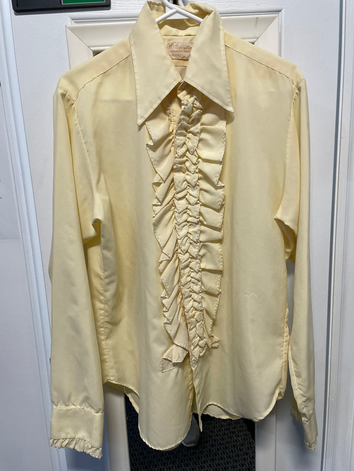 COSTUME RENTAL - X77 Yellow Frilly 70's Tuxedo Shirt