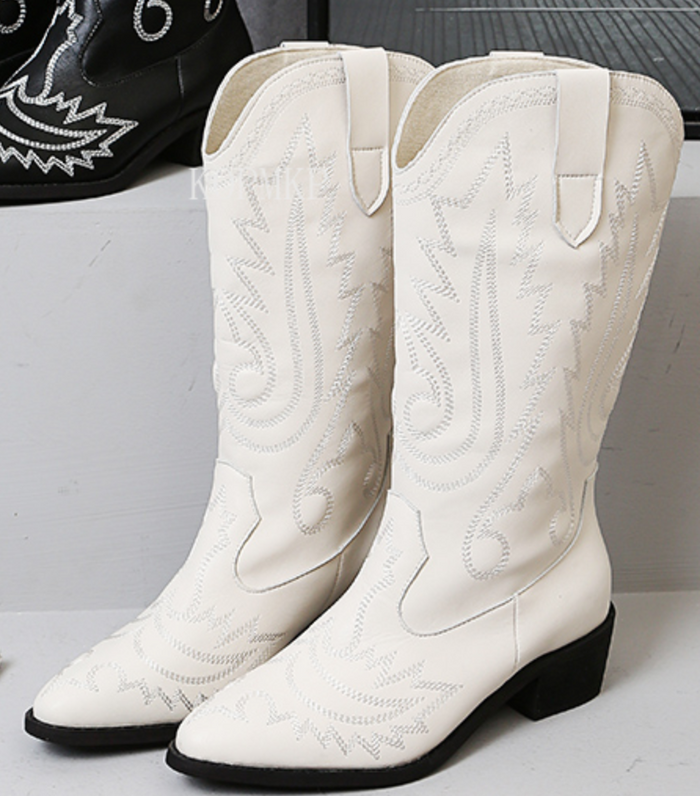 SHOE RENTAL - Z127 Cowboy Boots, White Size 10