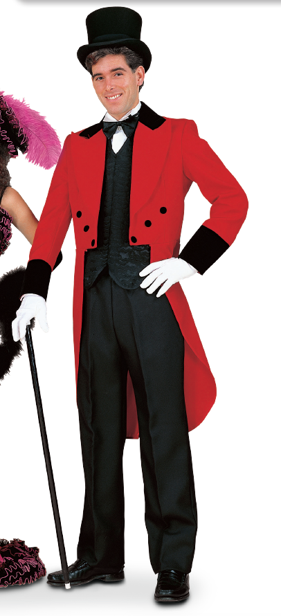 COSTUME RENTAL - C63 Red Bridgerton Dickens Tail Suit - Medium  5 pc