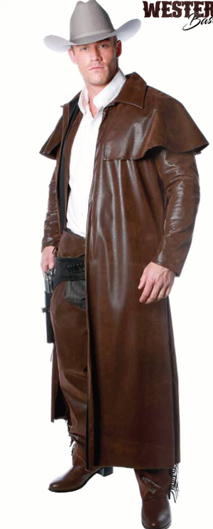 COSTUME RENTAL - H25 Leather Duster Coat L