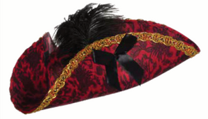 HAT: Lady's Tricorner Red Pirate Hat
