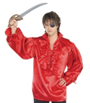 ADULT COSTUME:  Pirate REd Satin Shirt