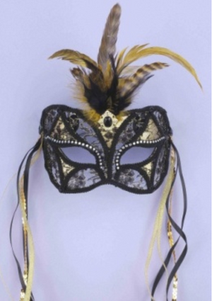 MASK:  Black and Gold Lace Mask