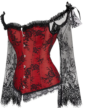 COSTUME RENTAL - G58 Red and Black Corset 1 pc MED