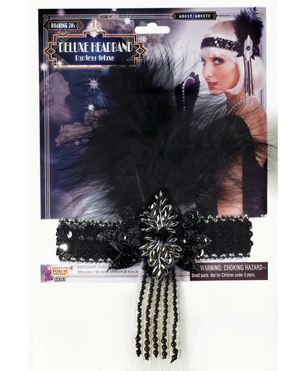 ACCESS: 1920's Flapper Headband, black and silver
