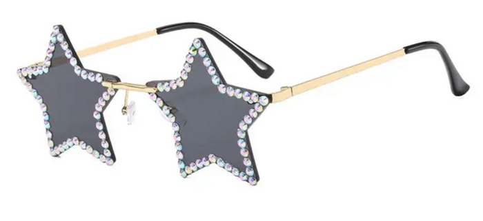 ACCESS: Glasses, 1970's Rhinestone Star Glasses (Black)