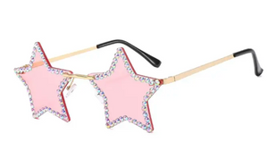 ACCESS: Glasses, 1970's Rhinestone Star Glasses PINK