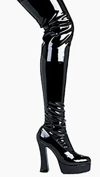 SHOE RENTAL - Z122A Black Thigh High Boots  Size 6 Small