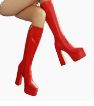 SHOE RENTAL - Z104A Red Platform Boots SIze Small 6