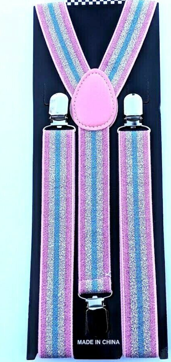 ACCESS: Glitter Pink Rainbow Suspenders