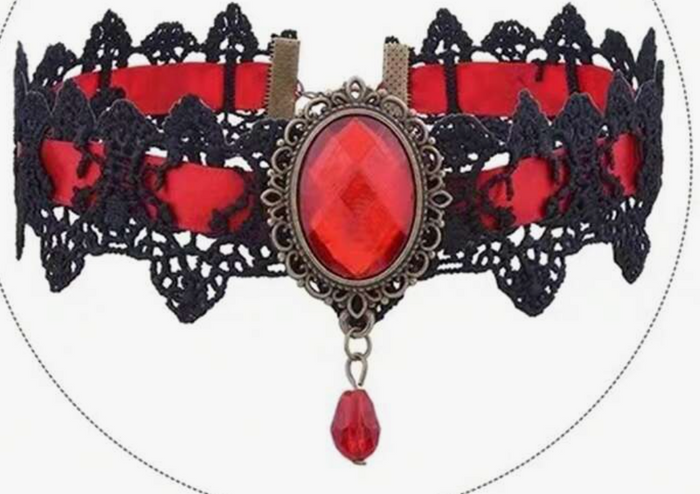 ACCESS: Victorian Gothic Red and Black Lace Choker