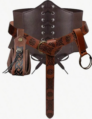 COSTUME RENTAL: Z289 Medieval Belt with pouch 4pc