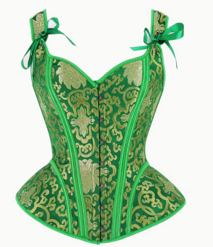 COSTUME RENTAL - G72 Green and Gold Corset Large